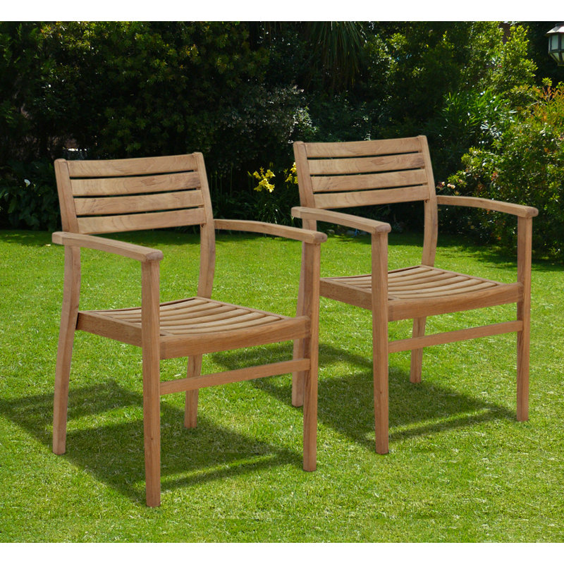 Alcott Hill Ashcraft Stacking Teak Patio Dining Chair & Reviews Wayfair